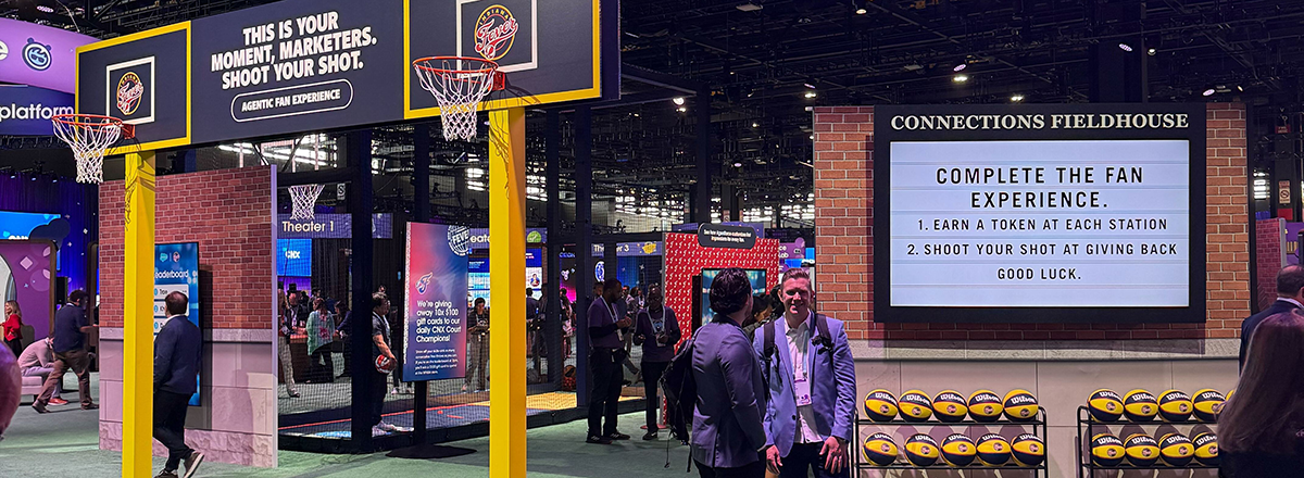An exhibit inside the main expo hall inside McCormack Place in Chicago for Salesforce Connections 2025.
