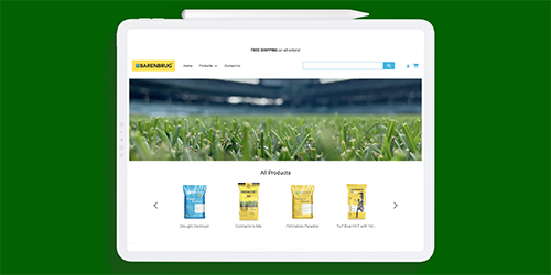 Advanced Turf Solutions' ecommerce site on tablet.