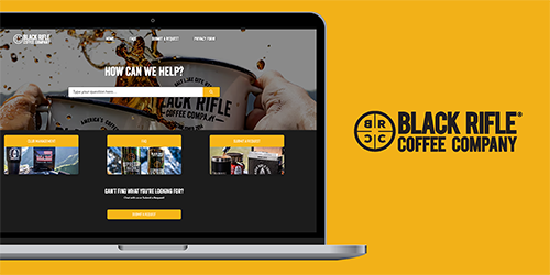 Black Rifle Coffee homepage on laptop.