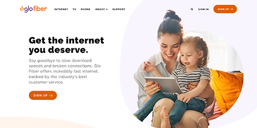 A page from the Glo Fiber website.