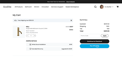 EcoElite faucet checkout page.