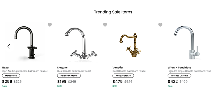 Faucet options on the EcoElite website.